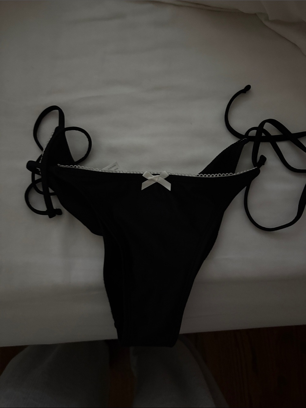 Target Black Tie-Side Bikini Bottom with White Bow